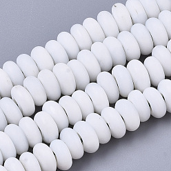 Белый Ручной работы бусины матовое бисер нитей, рондель, белые, 8x3.5~4.5 мм, отверстие : 1.5 мм, около 108 шт / нитка, 15.75 дюйм