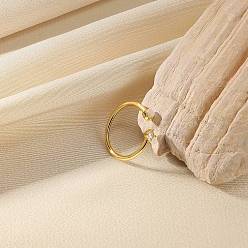 Золотой 304 Открытые кольца-манжеты из нержавеющей стали с микропаве из кубического циркония, с опалитом, золотые, внутренний диаметр: 17 мм