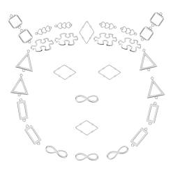 Platinum Alloy Links Connectors, with Linking Rings, Mixed Shapes, Platinum, 28pcs/box