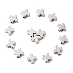 Real 18K Gold Plated SHEGRACE Brass Beads, Cross, Cadmium Free & Nickel Free & Lead Free, Real 18K Gold Plated, 8x8x3mm, Hole: 1.4mm