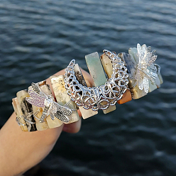 Flower Amazonite Резинки для волос из натурального зеленого авантюрина, аксессуары для волос для женщин и девочек, луна, 250x150x50 мм