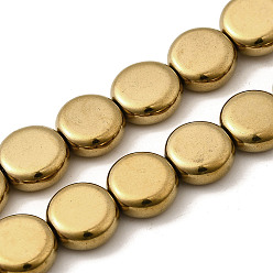 с Золотистым Покрытием Гальванические нити из синтетических немагнитных гематитовых бусин, плоско-круглые, с золотым покрытием, 9.5x3.5 мм, отверстие : 1.2 мм, около 44 шт / нитка, 15.55'' (39.5 см)