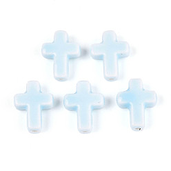 Лазурный Фарфоровые бусины ручной работы, яркие глазированный фарфор, крестик, лазурный, 16~17x13~13.5x5~5.5 мм, отверстие : 1.4~1.8 мм