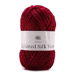 Темно-Красный Акриловое волокно металлизированная пряжа, для ткачества, вязание крючком, темно-красный, 1 мм, около 131.23 ярдов (120 м) / моток