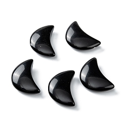Obsidian Natural Obsidian Beads, No Hole/Undrilled, for Wire Wrapped Pendant Making, Moon, 34~35x22x7~10mm