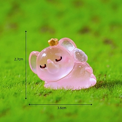 Бледно-Розовый Статуэтки слонов из светящейся смолы для украшения рабочего стола автомобиля, светящиеся в темноте украшения, розовый жемчуг, 27x36 мм
