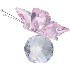 Бледно-Розовый 1декорации в виде бабочек из поликарбонатного стекла и кристаллов, для украшения дома, розовый жемчуг, 60x75 мм