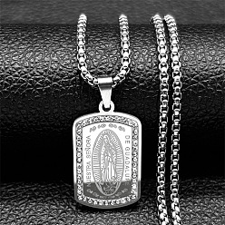 Нержавеющая Сталь Цвет 304 Мужские ожерелья с подвеской из нержавеющей стали с кристаллами и стразами, цвет нержавеющей стали, 23.62 дюйм (60 см)