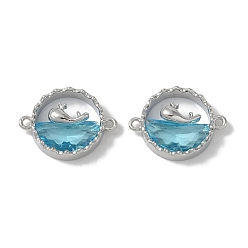 Платина Шармы-соединители из латуни с микропаве из прозрачного кубического циркония, без кадмия, без никеля и без свинца, кольцо в форме кита, платина, 14x18.5x5.5 мм, отверстие : 1.2 мм