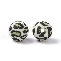 Темный Морско-зеленый Силиконовые бусины, изготовление ожерелий diy, круглый с леопардовым рисунком, темно-зеленый, 12 мм, отверстие : 2 мм