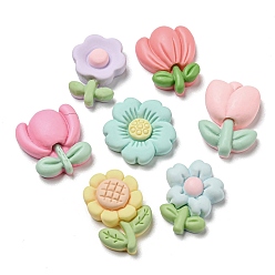 Цветок Непрозрачная смола декодирует кабошоны, для изготовления ювелирных изделий, цветок, 21~26x17~22x5~7 мм