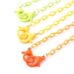 Mixed Color 3Pcs 3 Colors Personalized ABS Plastic Cable Chain Necklaces, Handbag Chains, with Lobster Claw Clasps, Mixed Color, 18.98 inch(48.2cm), 1pc/color