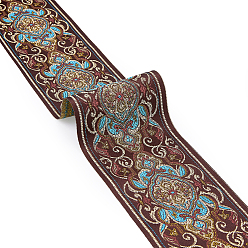 Синий 6.25 ярдов цветочного узора винтажная жаккардовая полиэстеровая лента, плетеная лента с вышивкой, синие, 3-5/8 дюйм (93 мм)