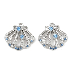 Платина Латунные микро проложить кубического циркония прелести, без кадмия, без никеля и без свинца, подвески в форме ракушек, платина, 14x14.5x3.5 мм, отверстие : 1.4 мм