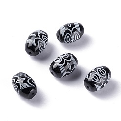 6-глаз Тибетского стиля бусы дзи, природных бисера агат, окрашенная и подогревом, овальные, 6 -eye, 13.5x10 мм, отверстие : 1.2 мм