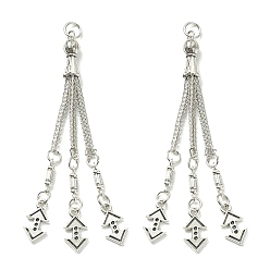 Античное Серебро Большие подвески с кисточками из сплава в тибетском стиле, античное серебро, 84x2 мм, отверстие : 5 мм, Кулон : 16x8.5x1.5 мм