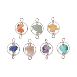 Платина 7шт. 7 стили чакра натуральные и синтетические смешанные драгоценные камни бусины звенья, с латунной рамкой для кольца, платина, 18x12x6~11 мм, отверстия : 1.6 mm и 2 мм, 1 шт / стиль