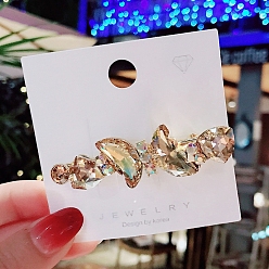 Шампанско-Желтый Заколки для волос из золотого сплава с k9 стеклом для женщин и девочек, бабочка, шампанское желтый, 62 мм