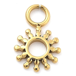 Настоящее золото 14K Ионное покрытие (ip) 304 брелоки из нержавеющей стали, цветочный шарм, реальный 14 k позолоченный, 11.5x7.5x1 мм, отверстие : 2.5 мм