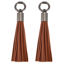 Terre De Sienne 2 Pièces de décorations pendentifs à pompon en imitation cuir, avec fermoirs à ressort en alliage, gris anthracite, Sienna, 125mm