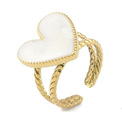 Настоящее золото 18K Ионное покрытие (ip) 304 кольца на пальцах в форме сердца из эмали из нержавеющей стали, открытые кольца для женщин, реальный 18 k позолоченный, регулируемый