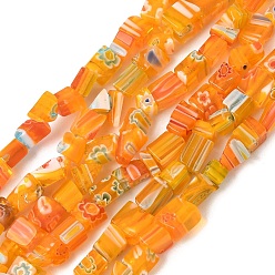 Темно-Оранжевый Handmade millefiori lampwork beads strands, самородки, темно-оранжевый, 2~7x4~7x3~6 мм, отверстие : 1 мм, 33.86'' (86 см)