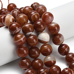 Шоколадный Натуральные полосатые агатовые бусы, круглые, окрашенная и подогревом, круглые, 14 мм, отверстие : 1.2 мм, около 28 шт / нитка, 15.55 дюйм (39.5 см)
