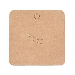 BurlyWood Blank Kraft Paper Pendants Display Cards, Square, BurlyWood, 6x6x0.05cm, Hole: 6mm