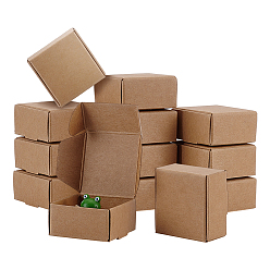 BurlyWood 60Pcs Foldable Square Paper Storage Gift Boxes, Paper Packaging Cases, BurlyWood, 4x4x2cm