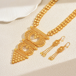 Золотой Комплект из преувеличенных геометрических серег и ожерелий из сплава для женщин, золотые, ожерелья: 18.90 дюйм (48 см)