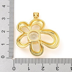 Clear Rack Plating Brass Pendants, with Glass, Long-Lasting Plated, Cadmium Free & Lead Free, Flower Charms, Clear, 30.5x30.5x7.5mm, Hole: 4x3mm