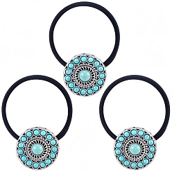 Oval 3 резинки для волос из искусственного сплава и смолы цвета бирюзы, аксессуары для волос для женщин, овальные, 30 мм, внутренний диаметр: 24 мм