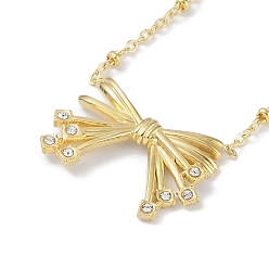 Настоящее золото 18K 304 ожерелья-подвески с бантом и кристаллами из нержавеющей стали и стразами для женщин, реальный 18 k позолоченный, 17.36 дюйм (44.1 см)