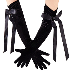Черный Бархатные женские длинные перчатки, для свадебных чаепитий выпускного вечера, чёрные, 525x100x7.5 мм