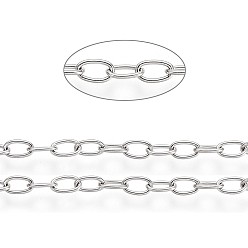 Нержавеющая Сталь Цвет Устойчивы к потускнению 304 цепи из нержавеющей стали, пайки, с карточной бумагой, овальные, цвет нержавеющей стали, Коннекторы : 4x2.5x0.5 мм, около 32.8 футов (10 м) на карту