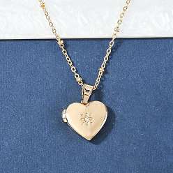 Золотой 304 ожерелья из нержавеющей стали с прозрачными кубическими цирконами в форме сердца с подвеской для женщин, золотые, 17.32 дюйм (44 см)