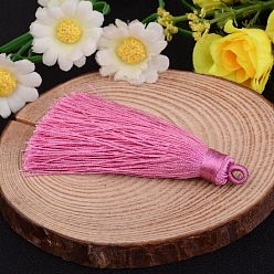 Фиолетовый Нейлон кисточкой большие украшения кулон, фиолетовые, 70~74x11 мм, отверстие : 4 мм