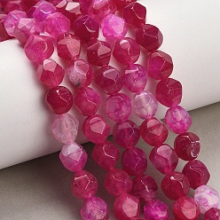 Pourpre Brins de perles d'agate naturelle (teintes et chauffées), facette, étoiles coupées perles rondes, fuchsia, 10x9.5mm, Trou: 1.2mm, Environ 37 pcs/chapelet, 14.57'' (37 cm)
