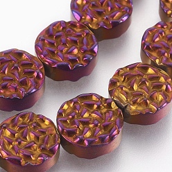 С Фиолетовым Покрытием Гальваническая немагнитная синтетическая гематитовая нить, плоско-круглые, с фиолетовым покрытием, 10x4 мм, отверстие : 1 мм, около 40 шт / нитка, 15.94 дюйм (40.5 см)