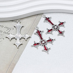 Cross Подвески из эмали и сплава, античное серебро, крестик, 53x38 мм