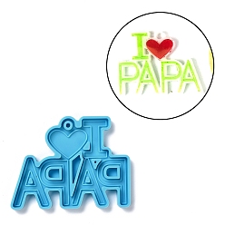 Темно-Голубой Тема дня отца diy кулон силиконовые формы, для изготовления брелка, формы для литья смолы, для уф-смолы, изготовление изделий из эпоксидной смолы, слово, глубокое синее небо, 60x78x6 мм, отверстие : 3 мм