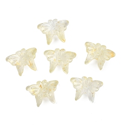 Шампанско-Желтый Стеклянные бусины, бабочка, с золотой порошок, шампанское желтый, 13x17.5x3 мм, отверстие : 1.4 мм, Около 1063 шт / 1000 г