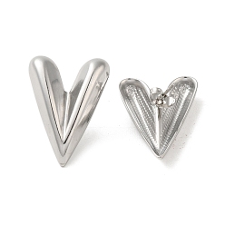 Stainless Steel Color Non-Tarnish 304 Stainlee Steel Studs Earring, Heart, Stainless Steel Color, 28x20.5mm