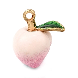 Peach Подвески из эмали и сплава, фрукты, золотые, персик, 15.5x13.5x10 мм, отверстие : 1.4 мм