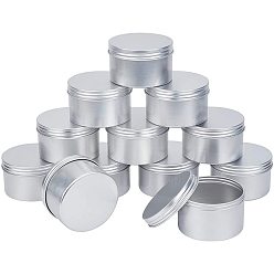 Platinum Round Aluminium Tin Cans, Aluminium Jar, Storage Containers for Cosmetic, Candles, Candies, with Screw Top Lid, Platinum, 180ml, 8.4x5cm, 12pcs/box