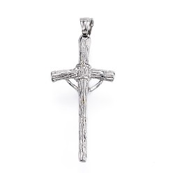 Stainless Steel Color 304 Stainless Steel Pendants, For Easter, Crucifix Cross, Stainless Steel Color, 44x21x6mm, Hole: 4x6mm
