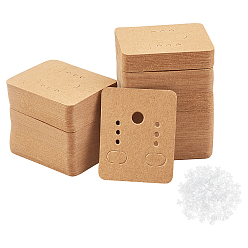 BurlyWood Earring Cards, Paper Display Earring Card Holder, for Jewelry Display, with Plastic Ear Nuts, BurlyWood, 4.7x3.8x0.05cm, 200pcs