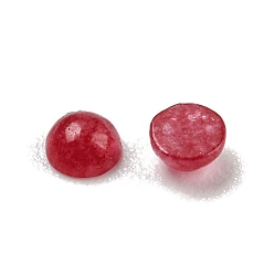 White Jade Natural White Jade Dyed Cabochons, Half Round, Red, 2x1mm