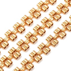 Golden 304 Stainless Steel Double Row Barrel Link Chains, Unwelded, with Spool, Golden, 9x4.5mm