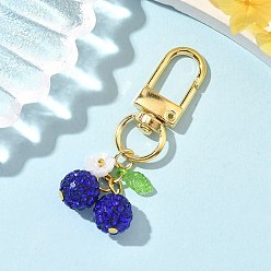 Синий Украшения из полимерной глины со стразами вишневый кулон, с прозрачными акриловыми подвесками и поворотными застежками из сплава, синие, 50 мм